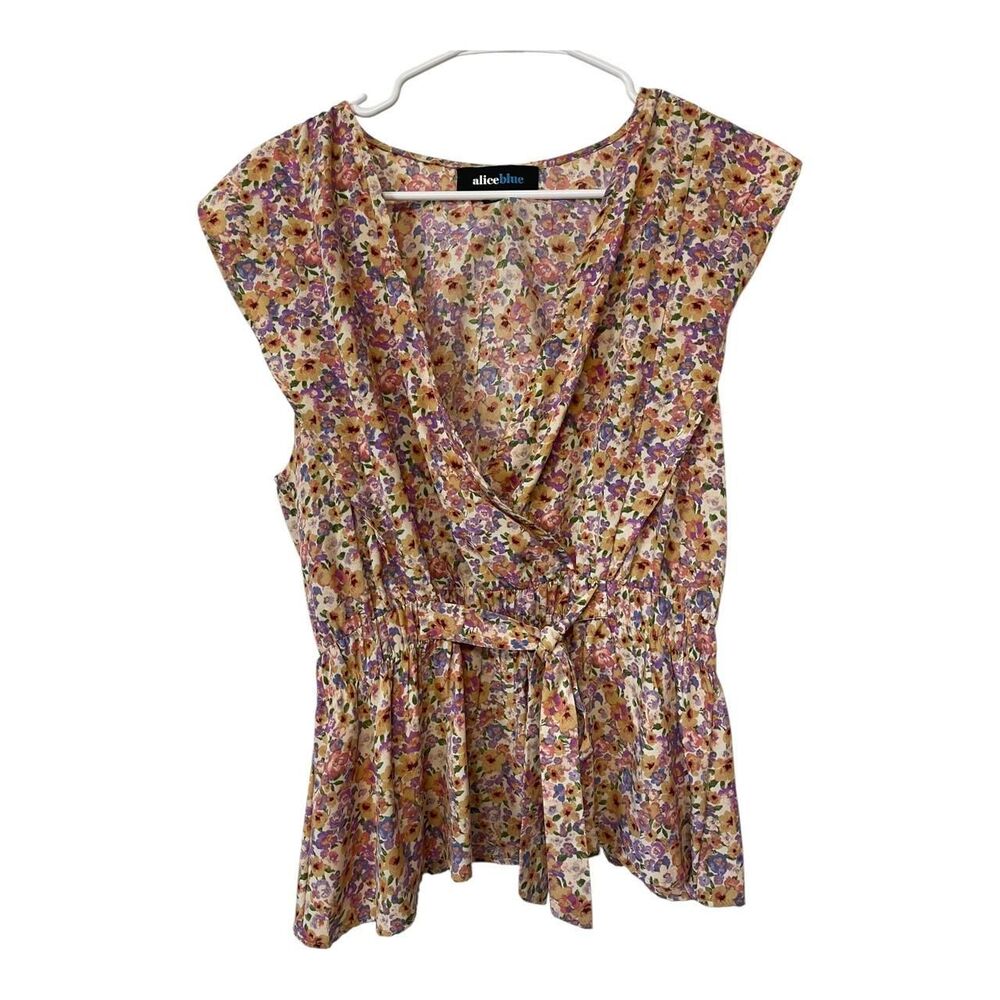Alice Blue V-Neck Floral Print and Tie Waist Large